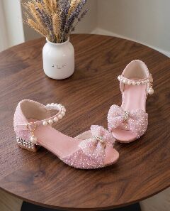 Girls Pink Sequin Open-Toe Sandal Dress Shoes | Lucys