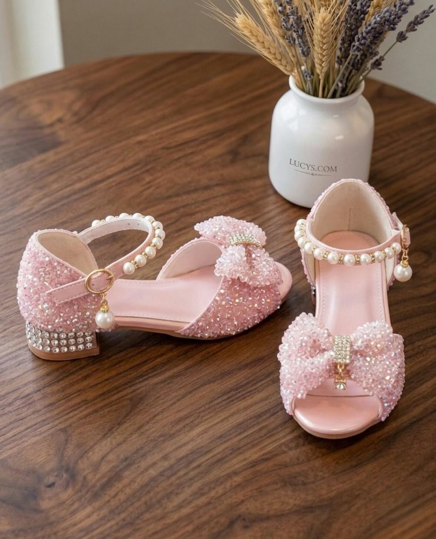 Girls Pink Sequin Open-Toe Sandal Dress Shoes | Lucys