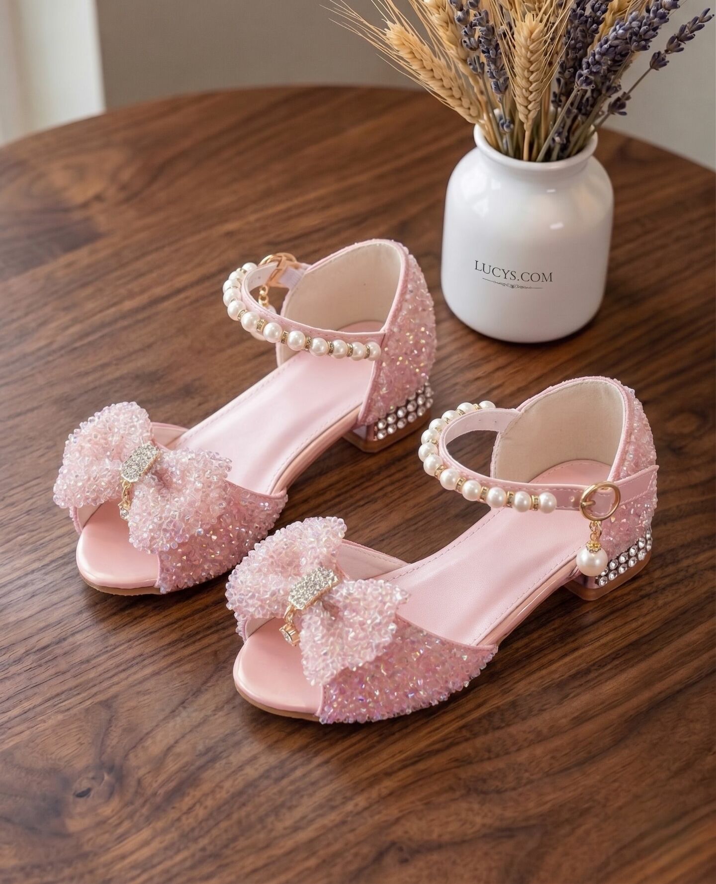 Girls Pink Sequin Open-Toe Sandal Dress Shoes | Lucys