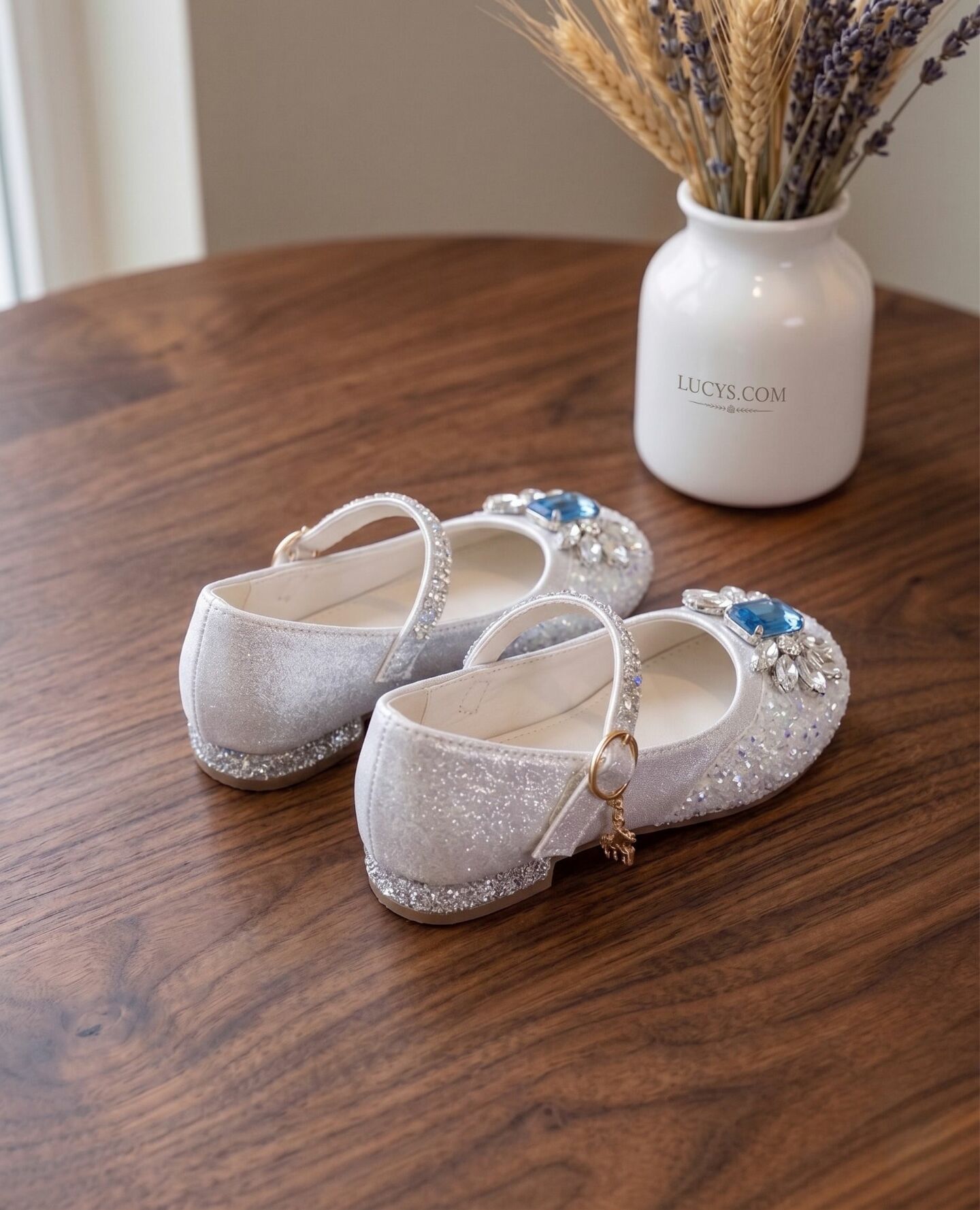 Girls White Mary Jane Flat Dress Shoes with Jeweled Brooch & Pearl Strap | Lucys