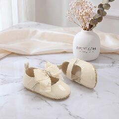 Champagne Formal Baby Shoes with Crystal Bow | Lucys