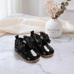 Black Formal Baby Shoes with Crystal Bow | Lucys