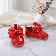 Red Formal Baby Shoes with Crystal Bow | Lucys