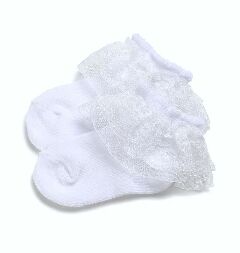Girls White Lace Ruffle Ankle Socks for Flower Girls and Formal Occasions | Lucys