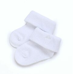 Baby White Baptism Socks with Embroidered White Cross | Lucys