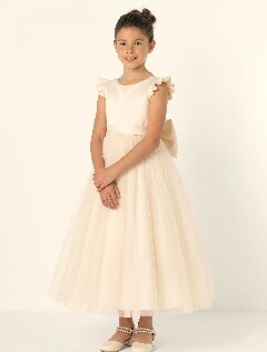 Jacqueline Champagne Pearl Tulle Flower Girl & Junior Bridesmaid Dress | Lucys