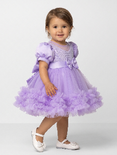 JoJo Lavender Sequin Puff Sleeve Ruffle Tulle Baby Party Dress | Lucys