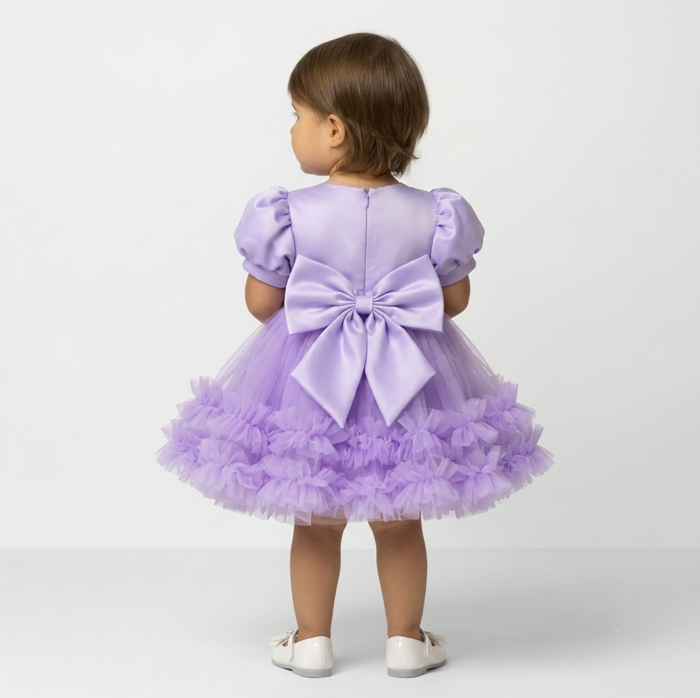 JoJo Lavender Sequin Puff Sleeve Ruffle Tulle Baby Party Dress | Lucys