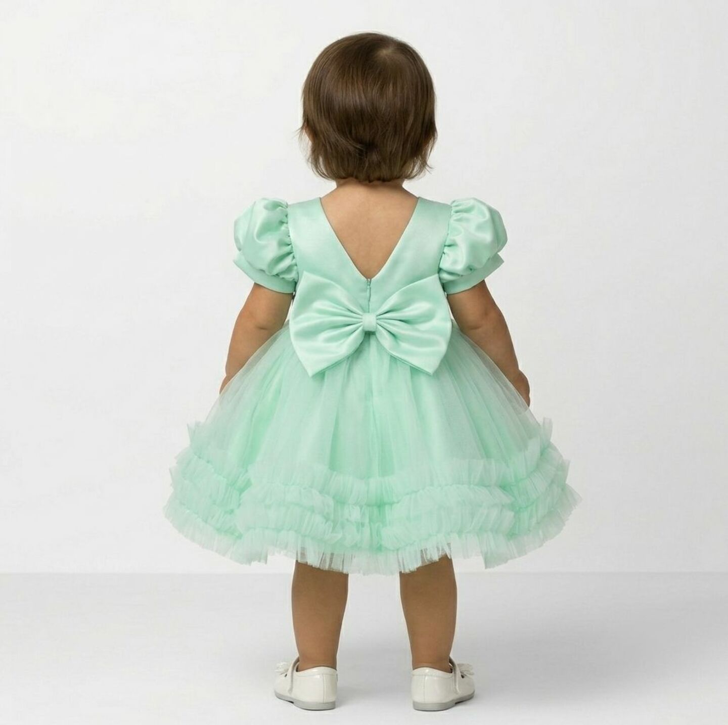 JoJo II Light Green Sequin Puff Sleeve Ruffle Tulle Baby Party Dress | Lucys
