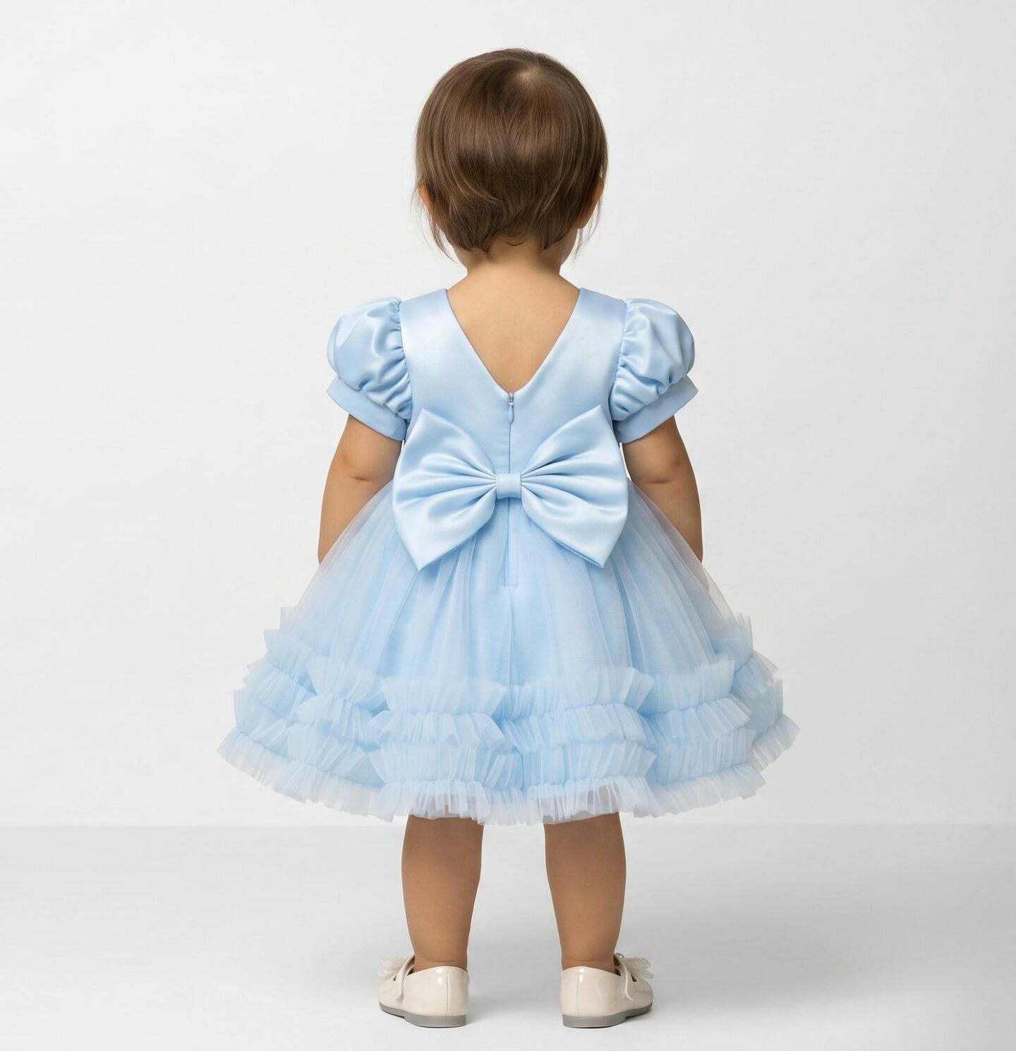 JoJo II Light Blue Sequin Puff Sleeve Ruffle Tulle Baby Party Dress | Lucys