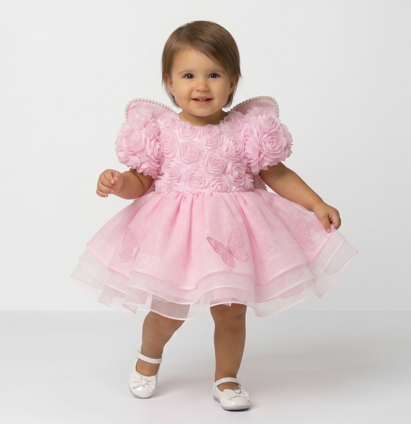 Rikka Pink Rosette Butterfly Wings Baby & Toddler Birthday Party Dress | Lucys