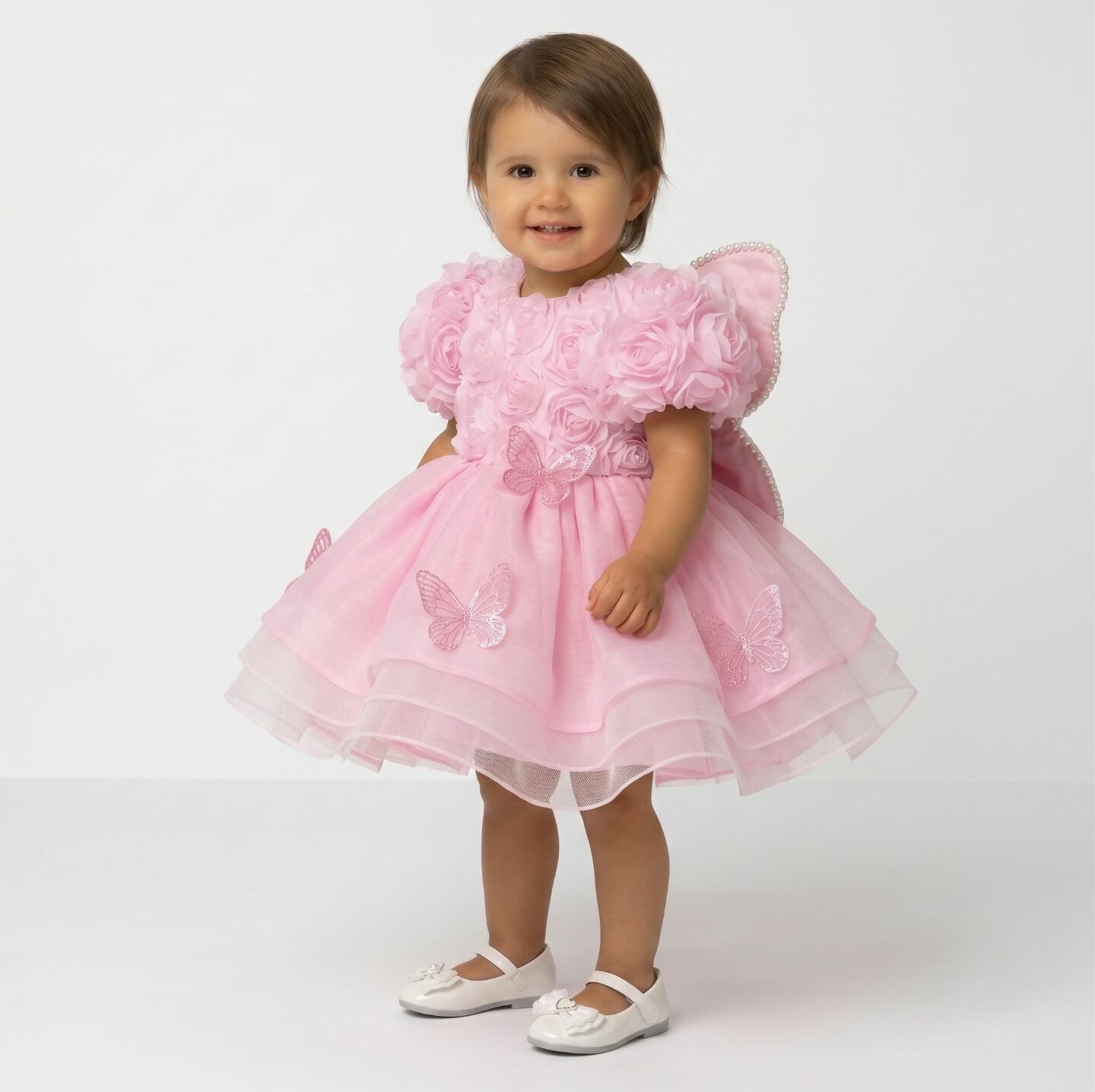 Rikka Pink Rosette Butterfly Wings Baby & Toddler Birthday Party Dress | Lucys