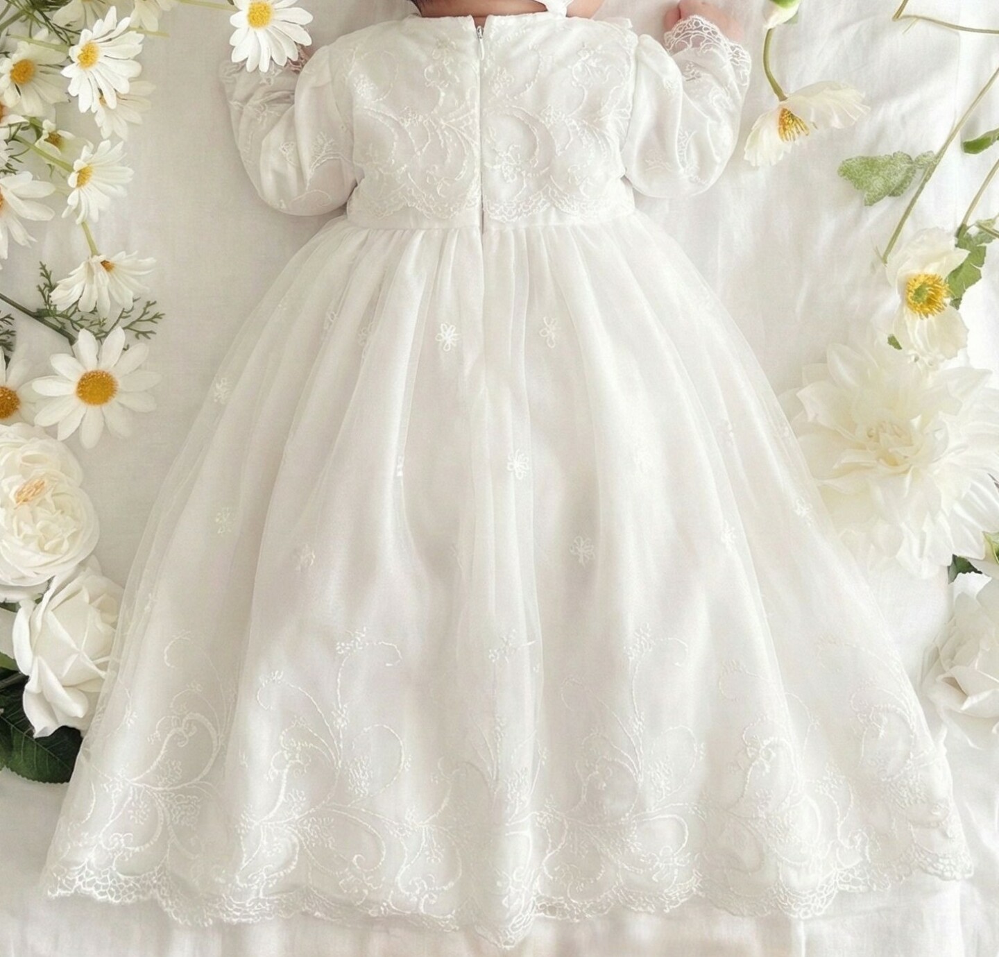 Grace White Lace Baby Christening Dress & Bonnet Set | Lucys