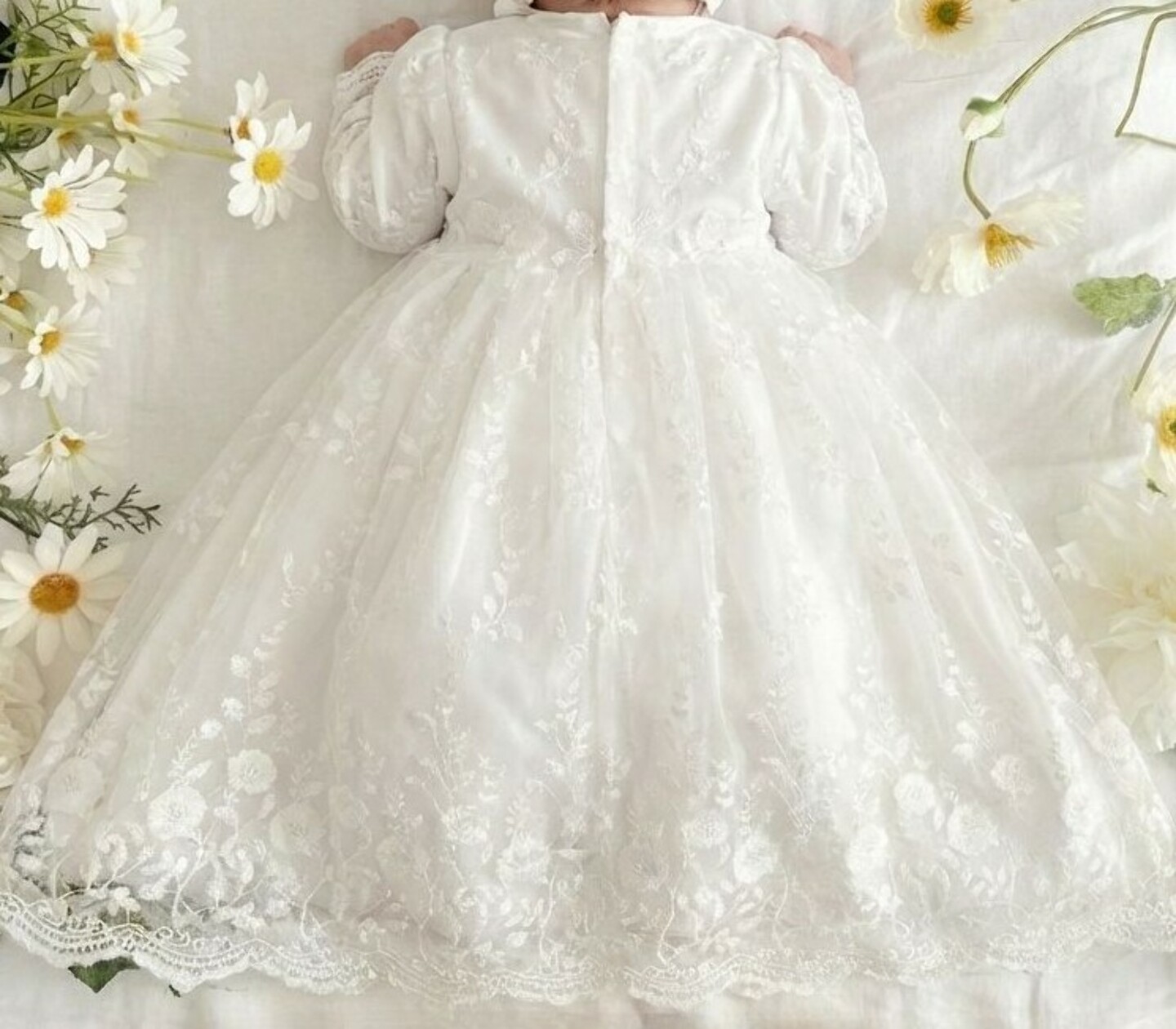 Naomi White Lace Baby Baptism Dress & Bonnet Set | Lucys