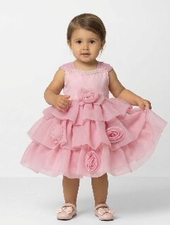 Georgina Pink Rosebud Pearl Neckline Tiered Party Dress | Lucys