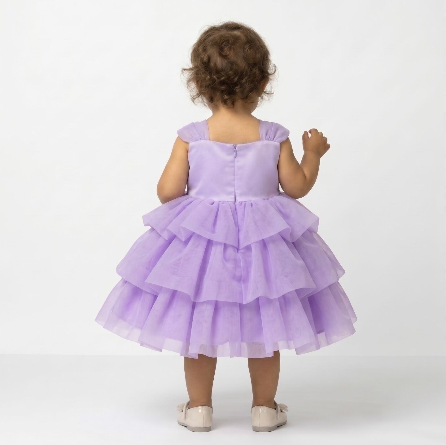 Georgina Lavender Rosebud Pearl Neckline Tiered Party Dress | Lucys