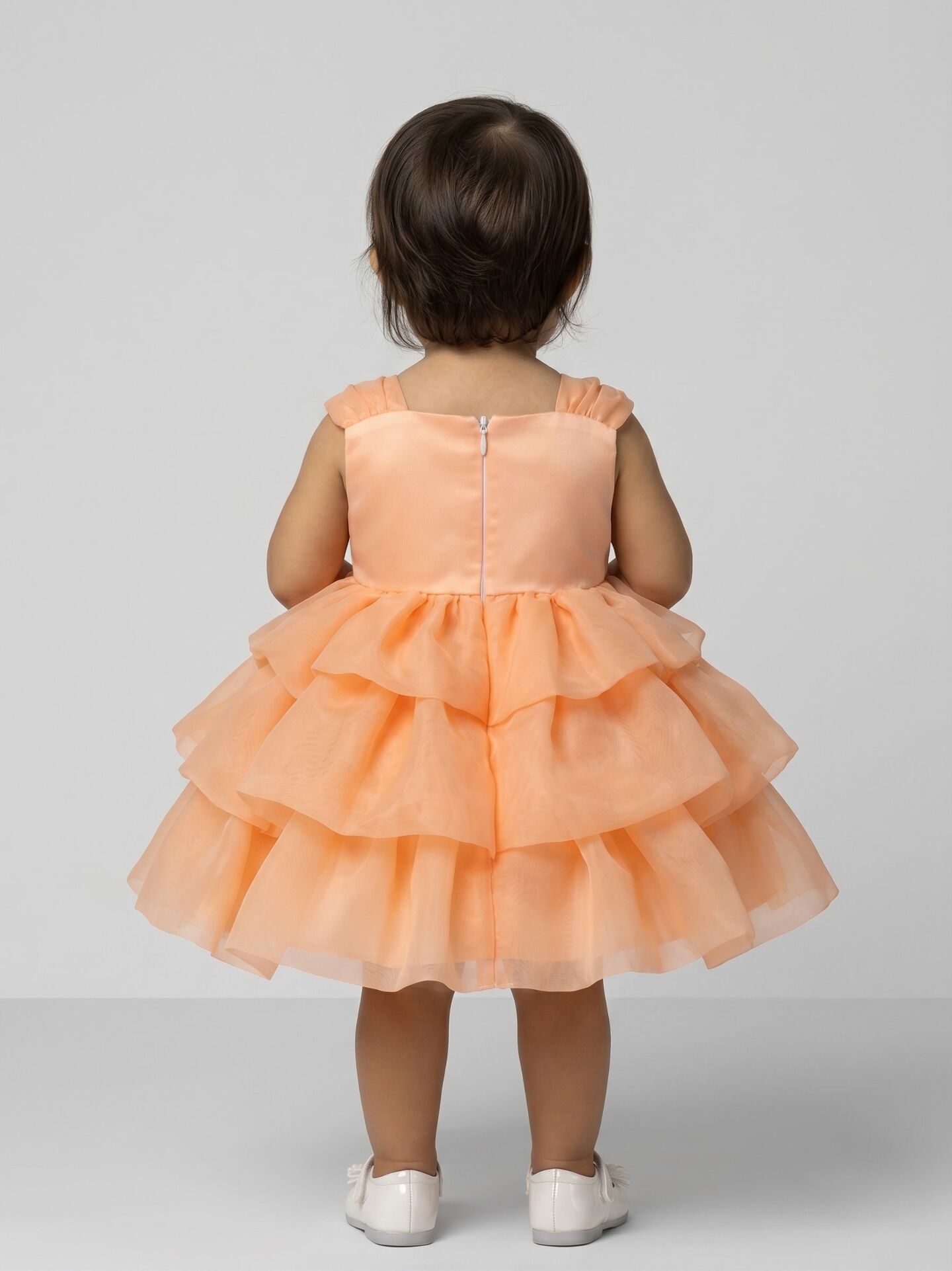 Georgina Orange Rosebud Pearl Neckline Tiered Party Dress | Lucys