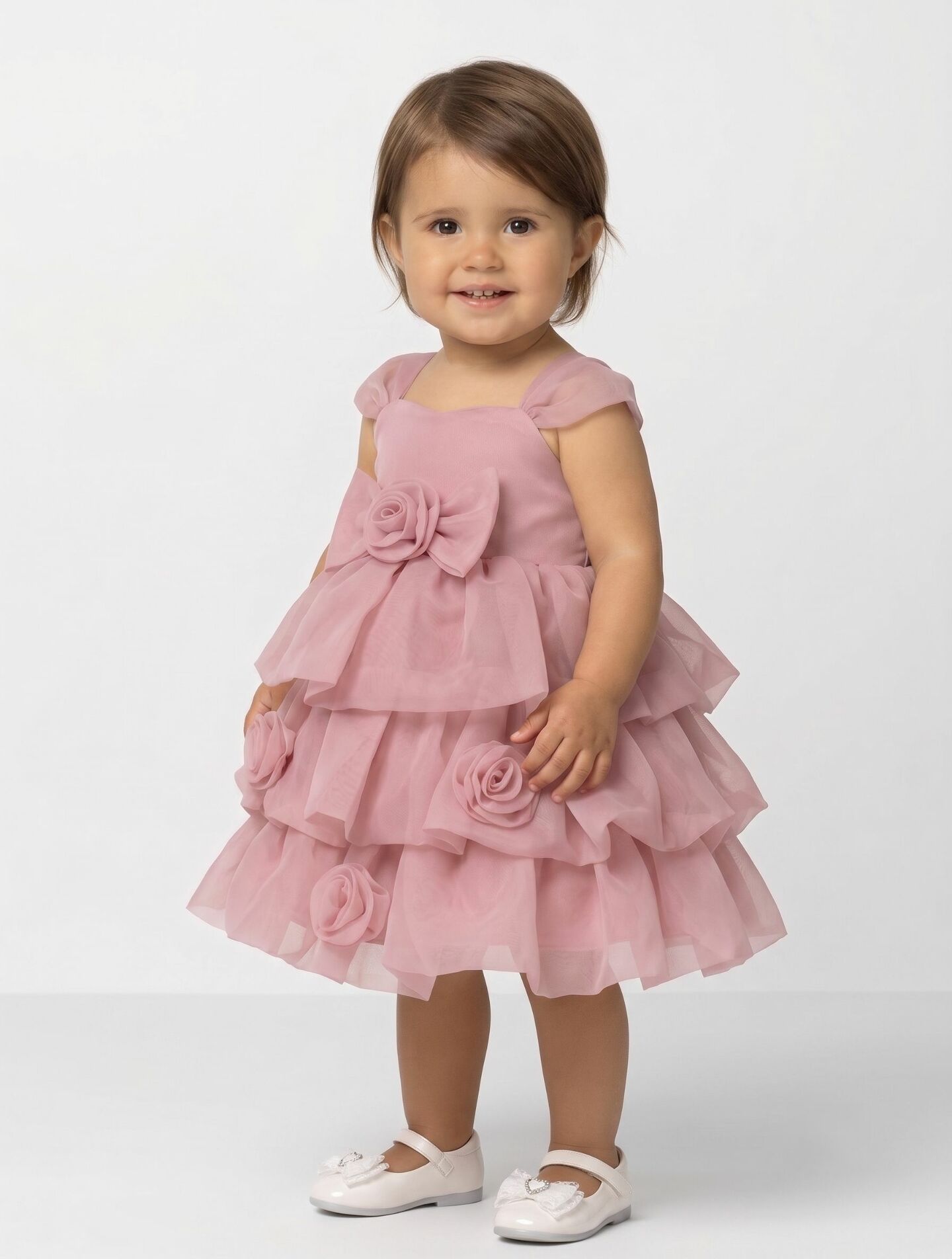 Georgina II Dusty Pink Rosebud Bubble Tier Party Dress | Lucys