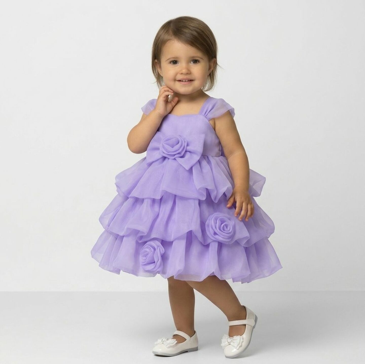 Georgina II Lavender Rosebud Bubble Tier Party Dress | Lucys