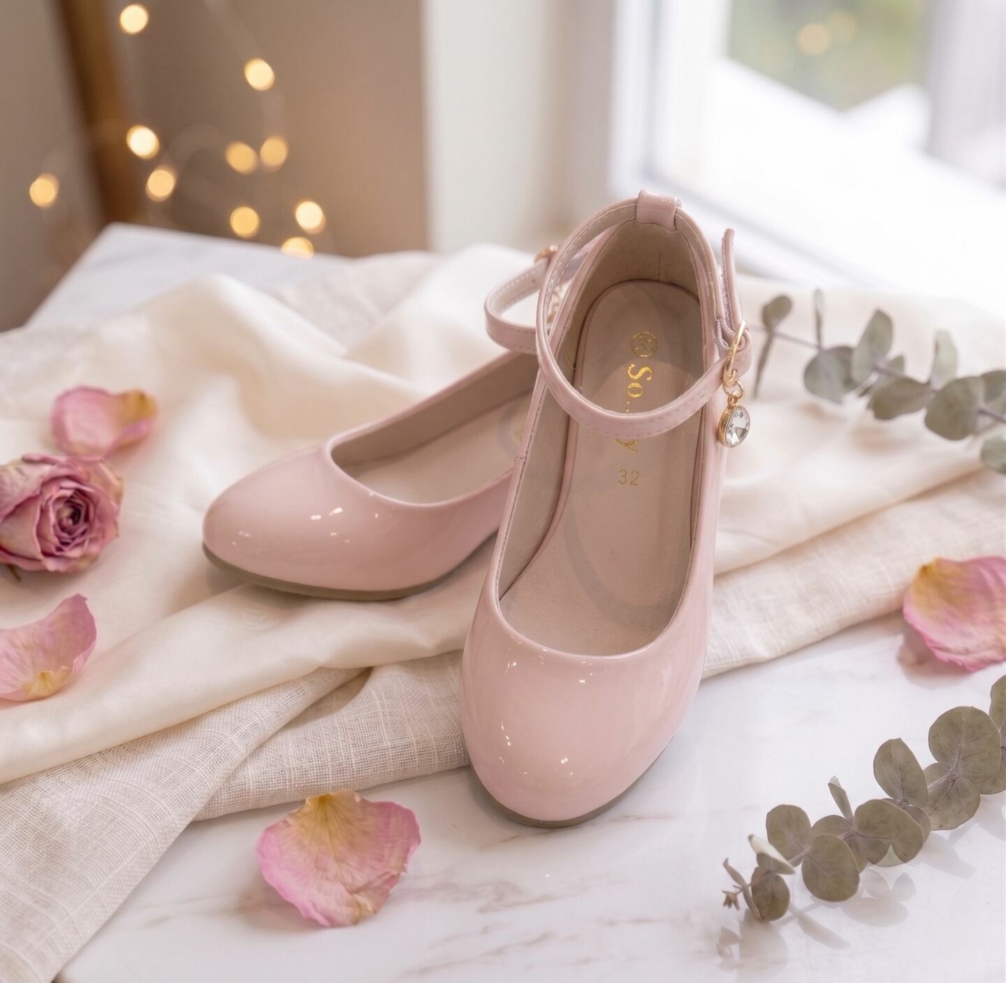 Girls Dusty Pink Patent Ankle Strap High Heel Dress Shoes | Lucys