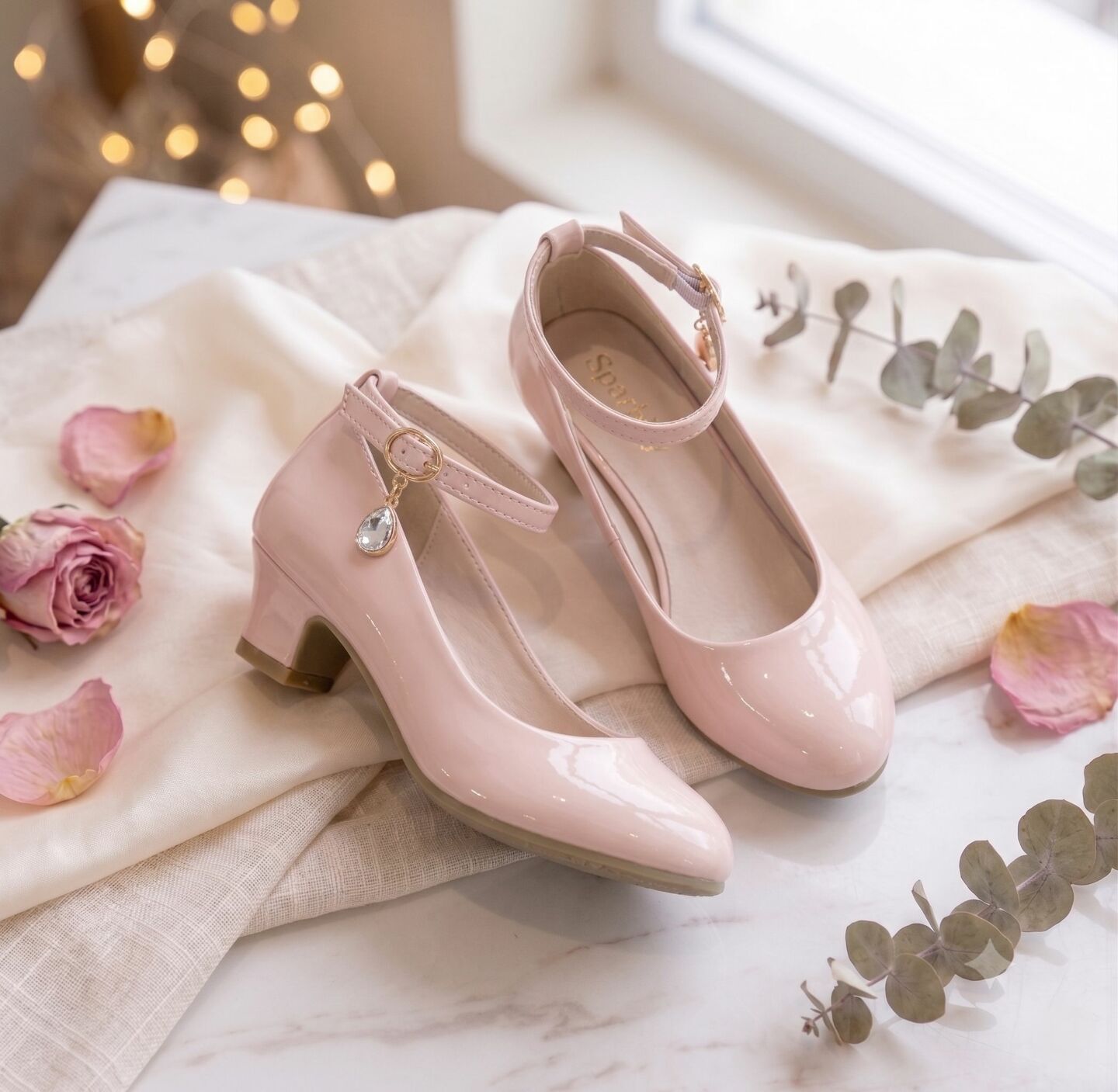 Girls Dusty Pink Patent Ankle Strap High Heel Dress Shoes | Lucys