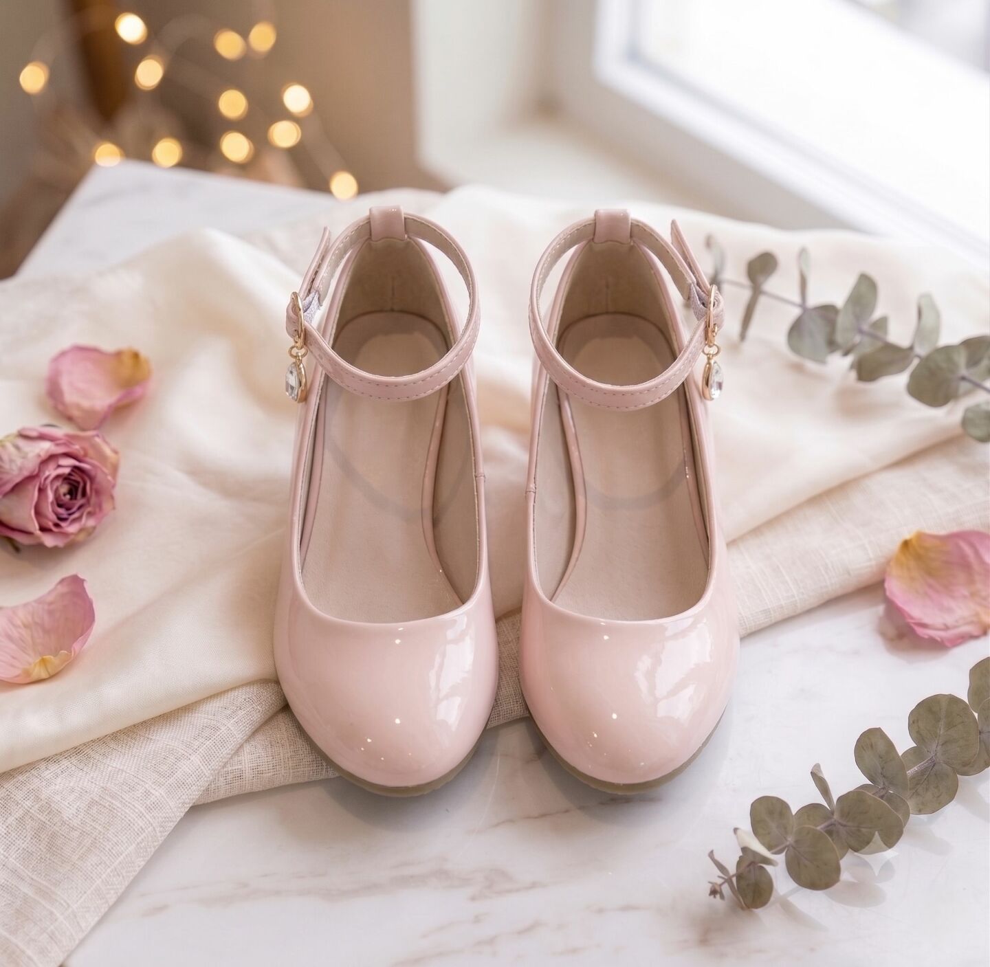 Girls Dusty Pink Patent Ankle Strap High Heel Dress Shoes | Lucys