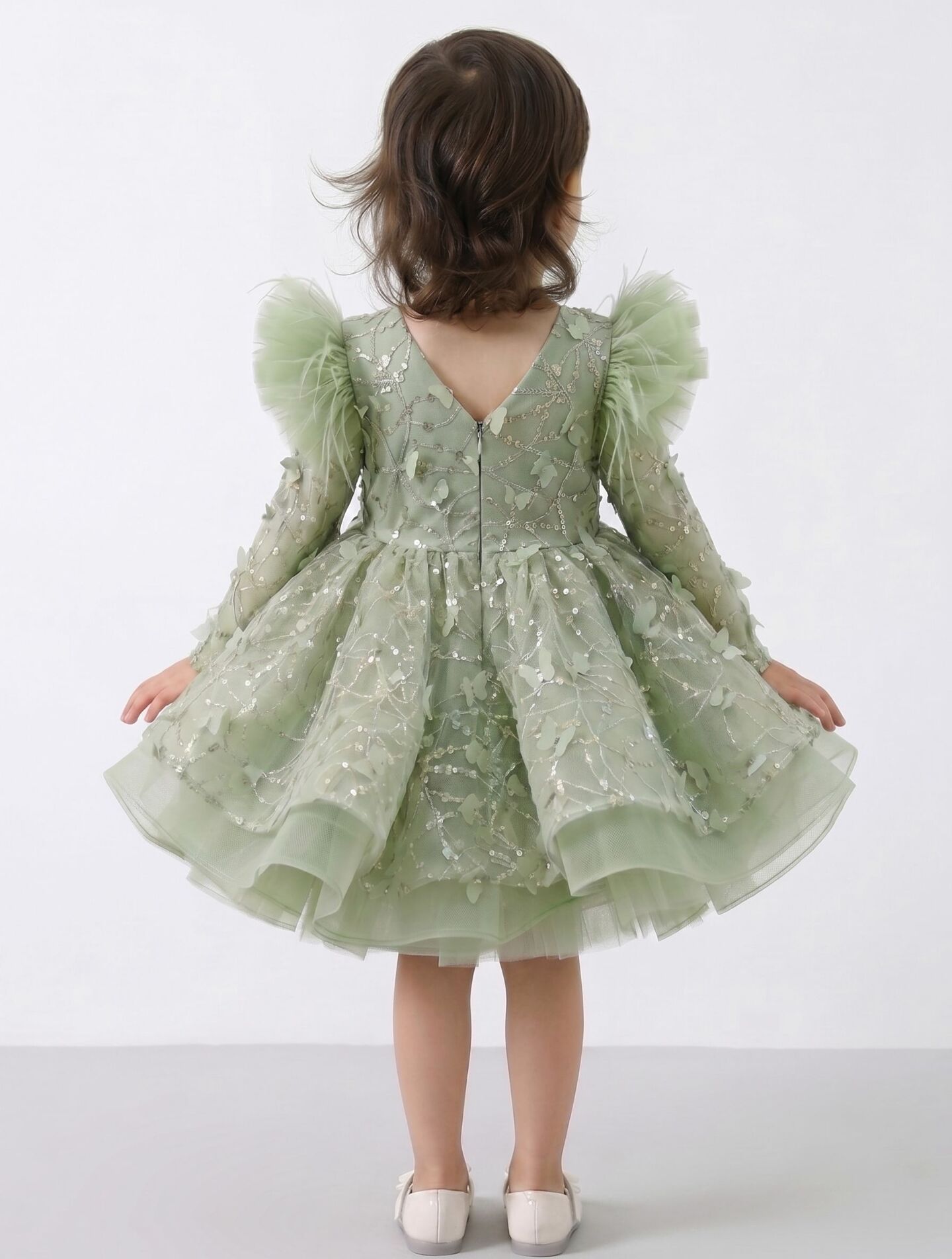 BoBo Sage Green Sequin Butterfly Toddler Party Dress | Lucys