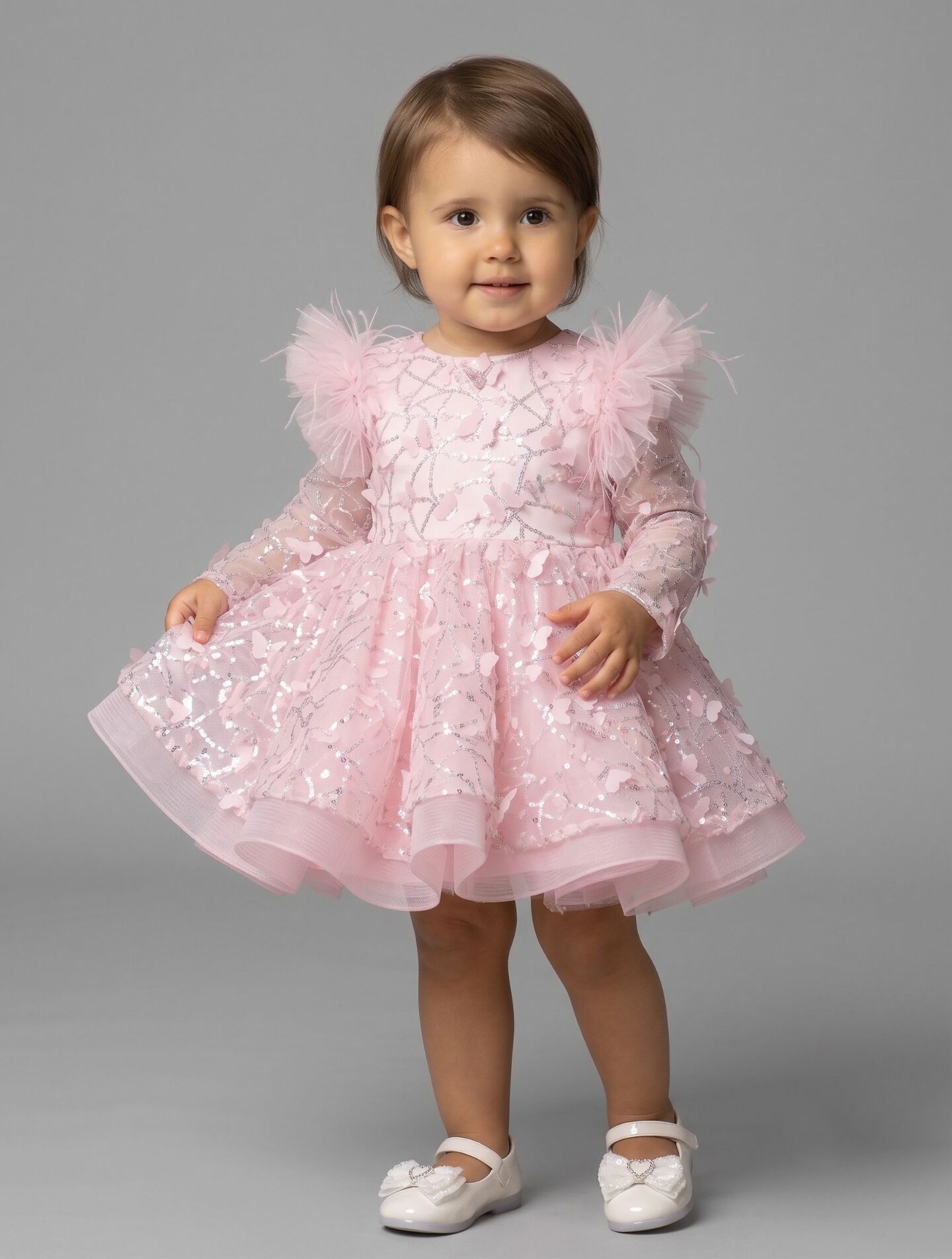BoBo Light Pink Sequin Butterfly Toddler Party Dress | Lucys