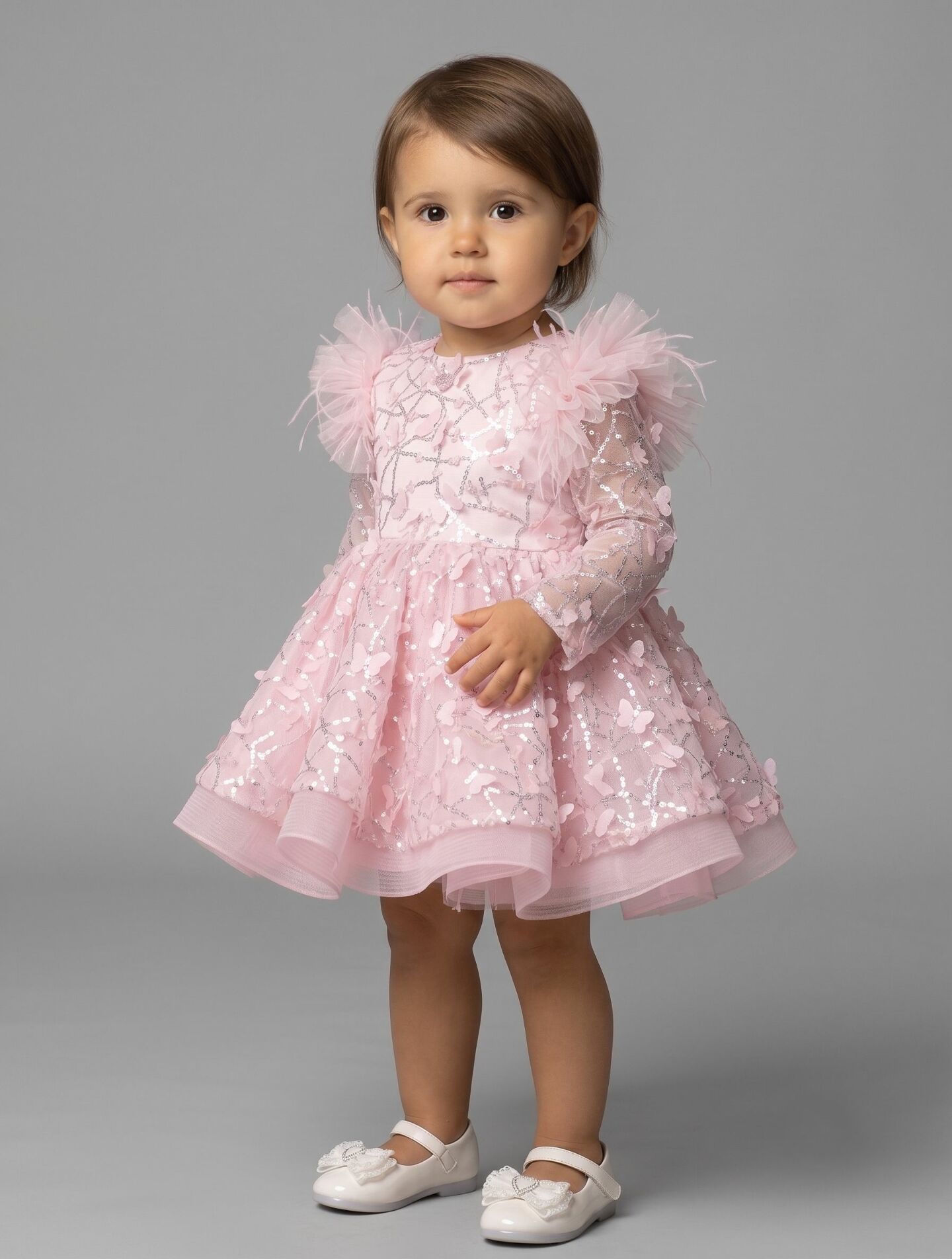 BoBo Light Pink Sequin Butterfly Baby Birthday Party Dress | Lucys