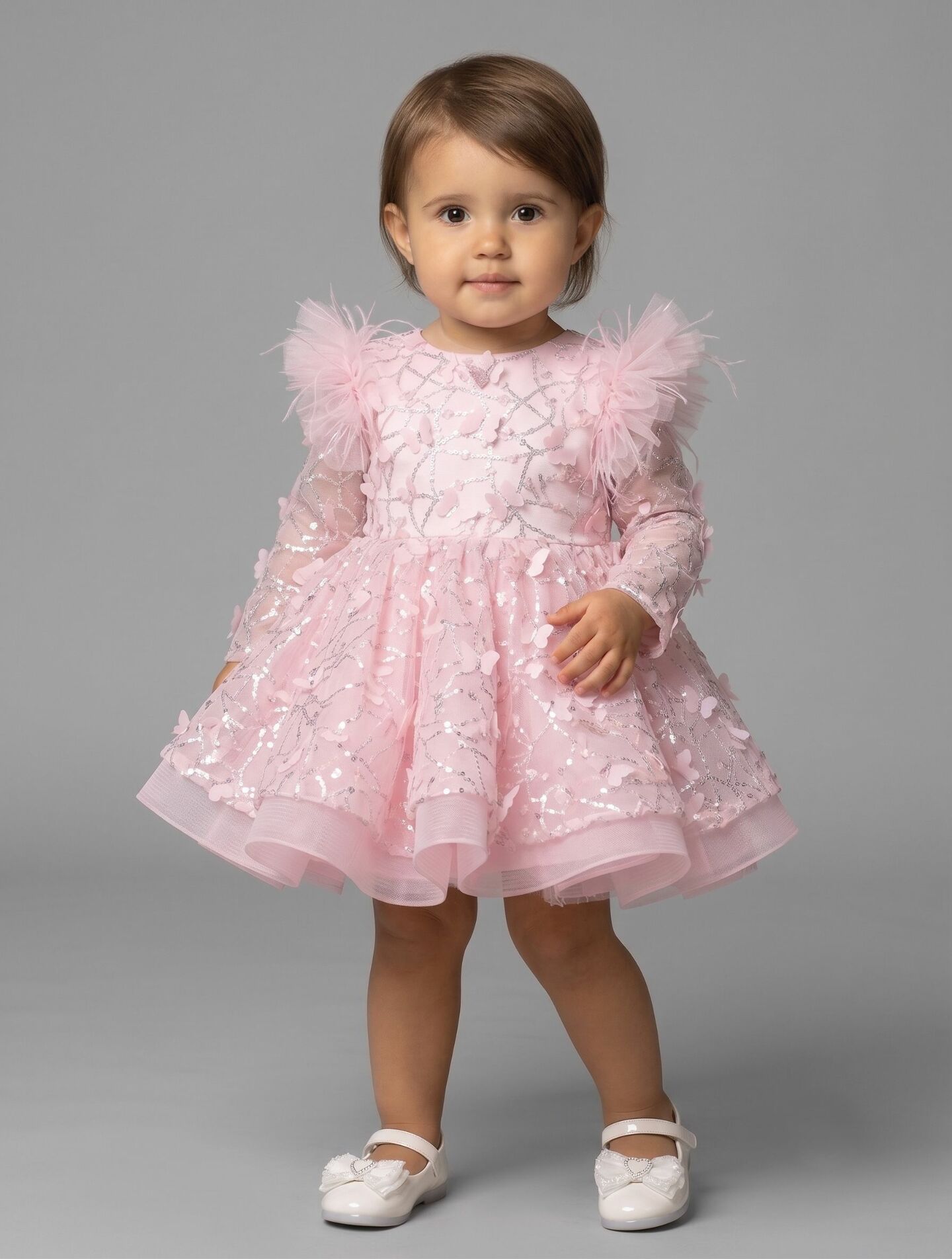 BoBo Light Pink Sequin Butterfly Baby Birthday Party Dress | Lucys