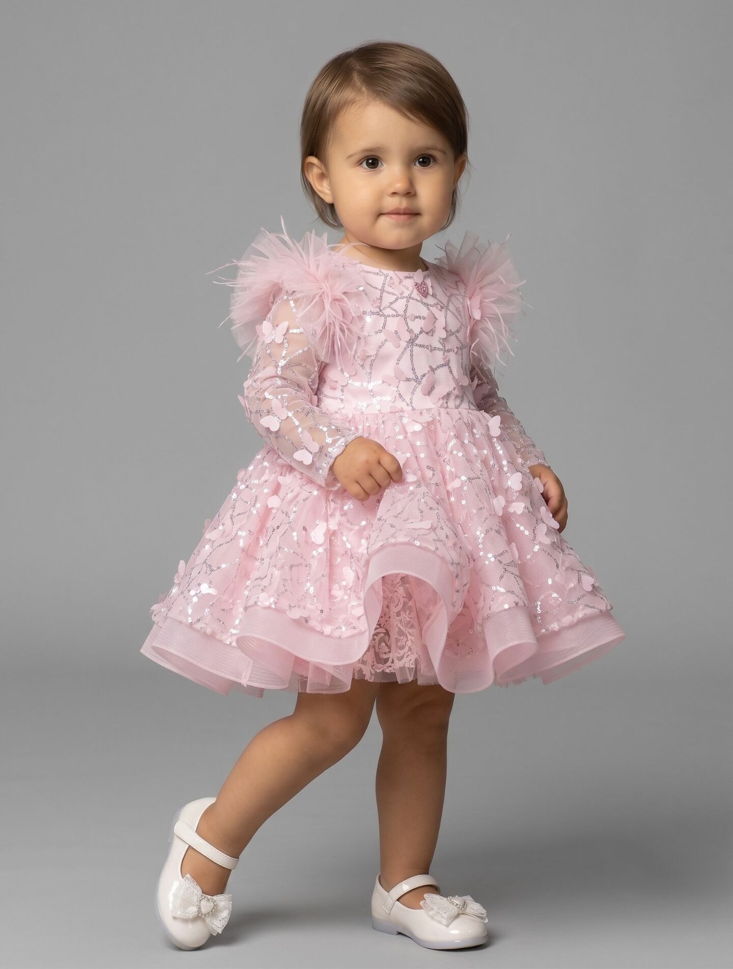 BoBo Light Pink Sequin Butterfly Baby Birthday Party Dress | Lucys