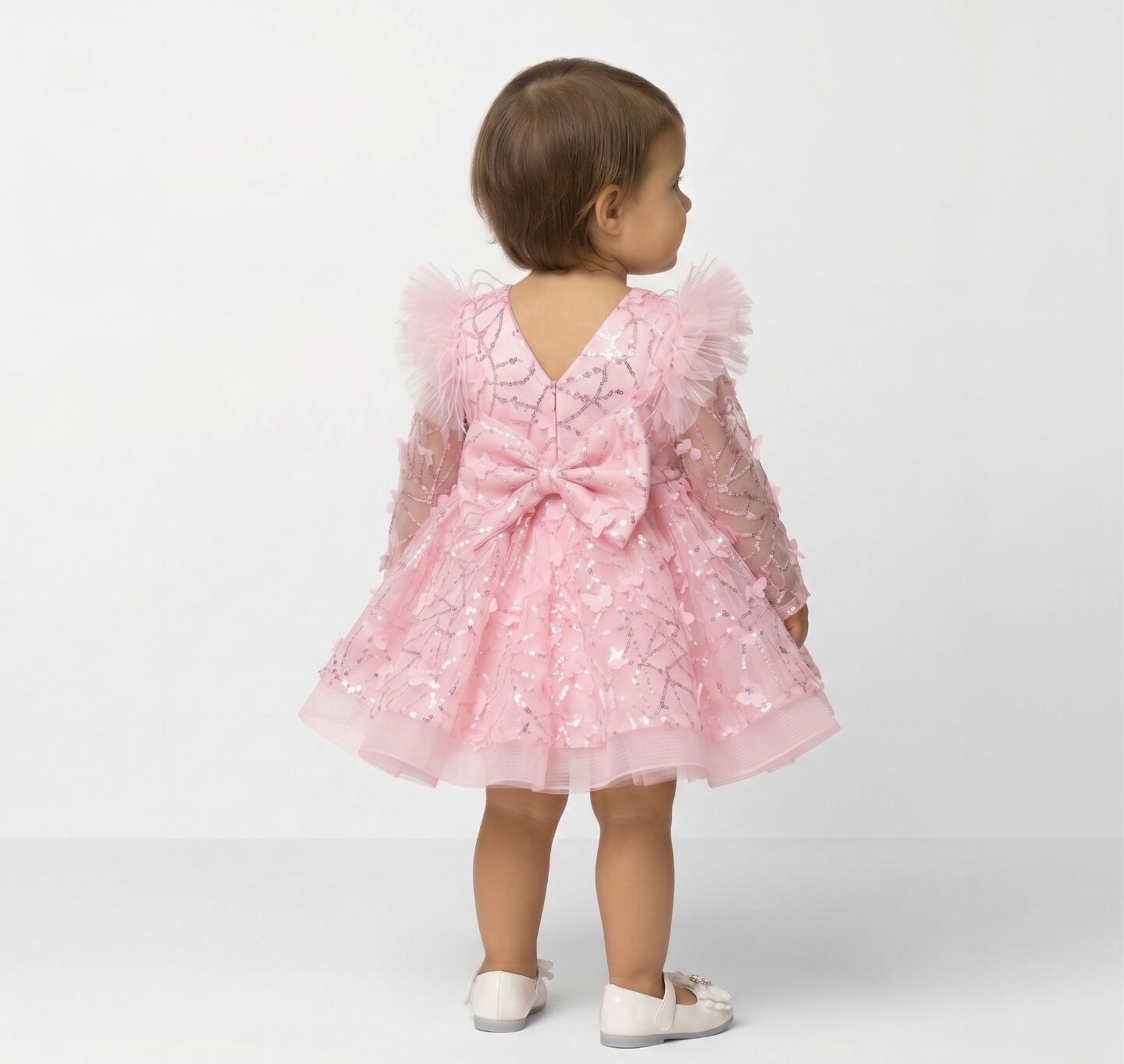 BoBo Light Pink Sequin Butterfly Baby Birthday Party Dress | Lucys
