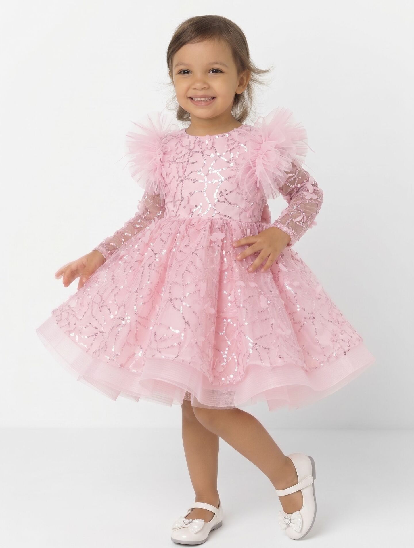 BoBo Light Pink Sequin Butterfly Toddler Party Dress | Lucys