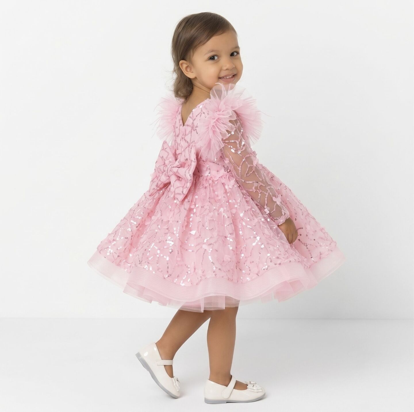 BoBo Light Pink Sequin Butterfly Toddler Party Dress | Lucys