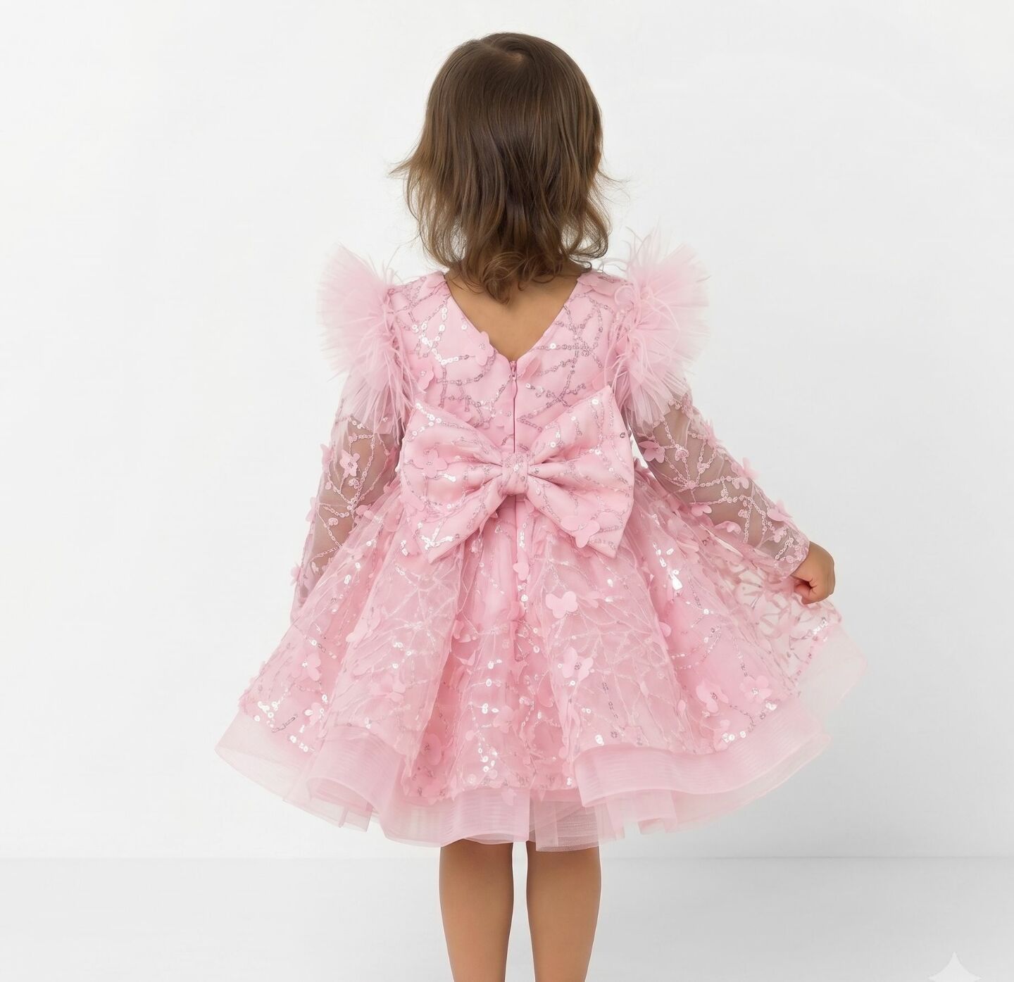 BoBo Light Pink Sequin Butterfly Toddler Party Dress | Lucys