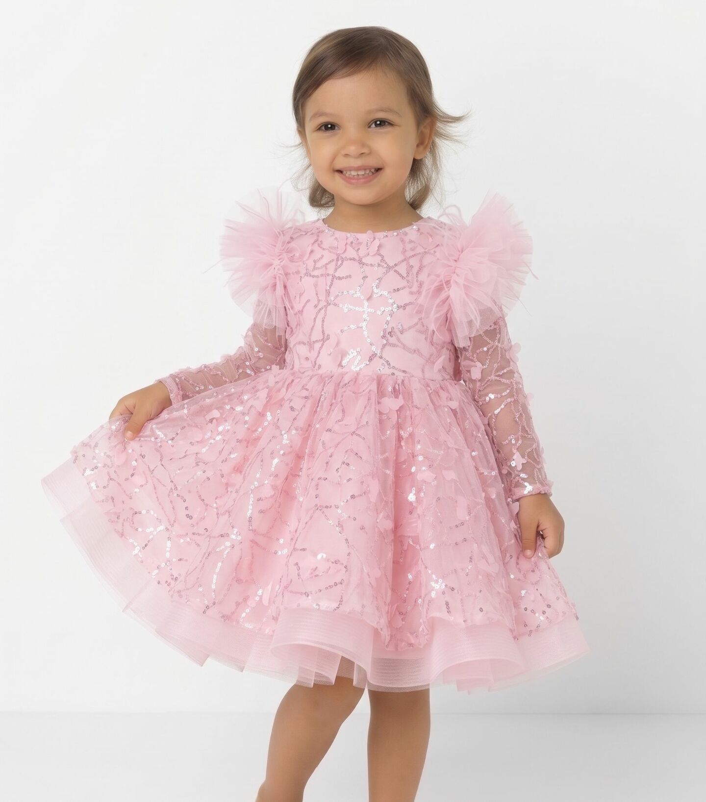 BoBo Light Pink Sequin Butterfly Toddler Party Dress | Lucys
