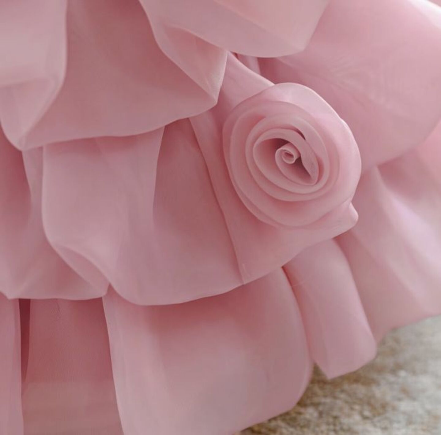 Joey Dusty Pink Puff Sleeve Rose Tiered Special Occasion Dress | Lucys