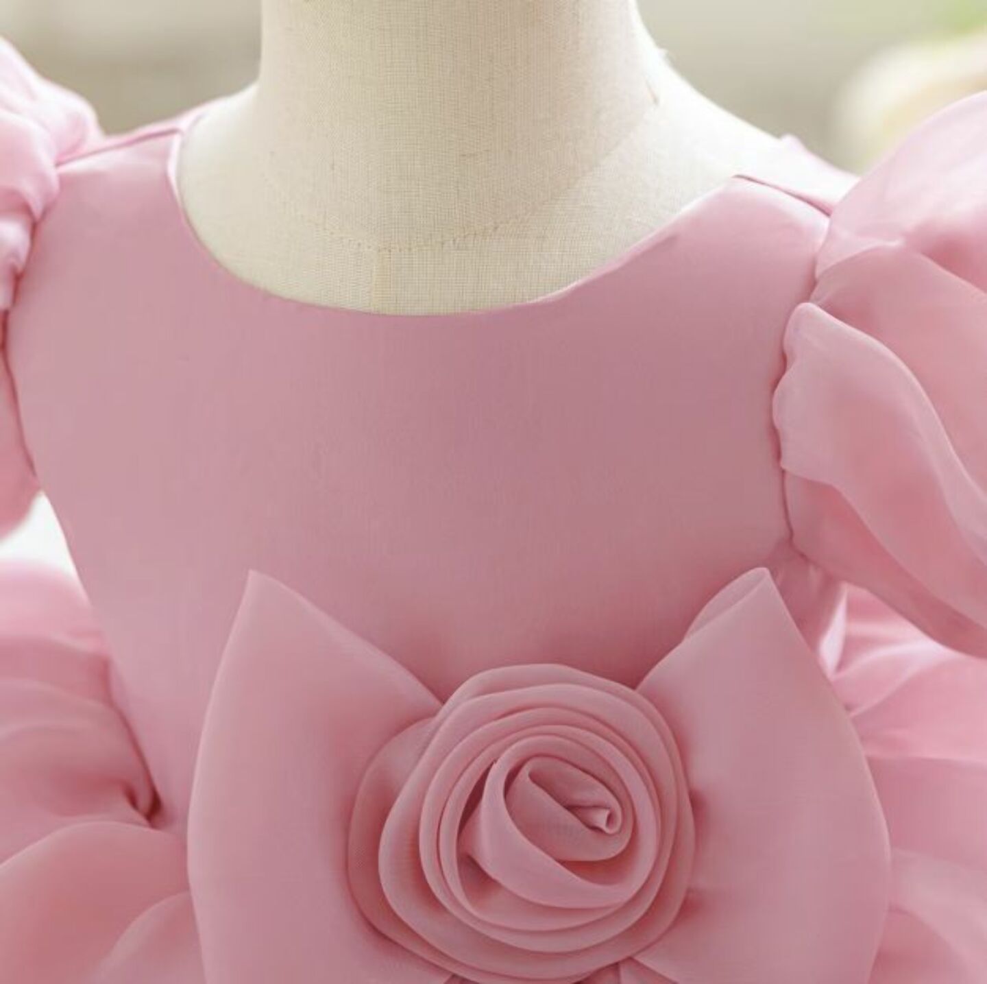 Joey Dusty Pink Puff Sleeve Rose Tiered Special Occasion Dress | Lucys