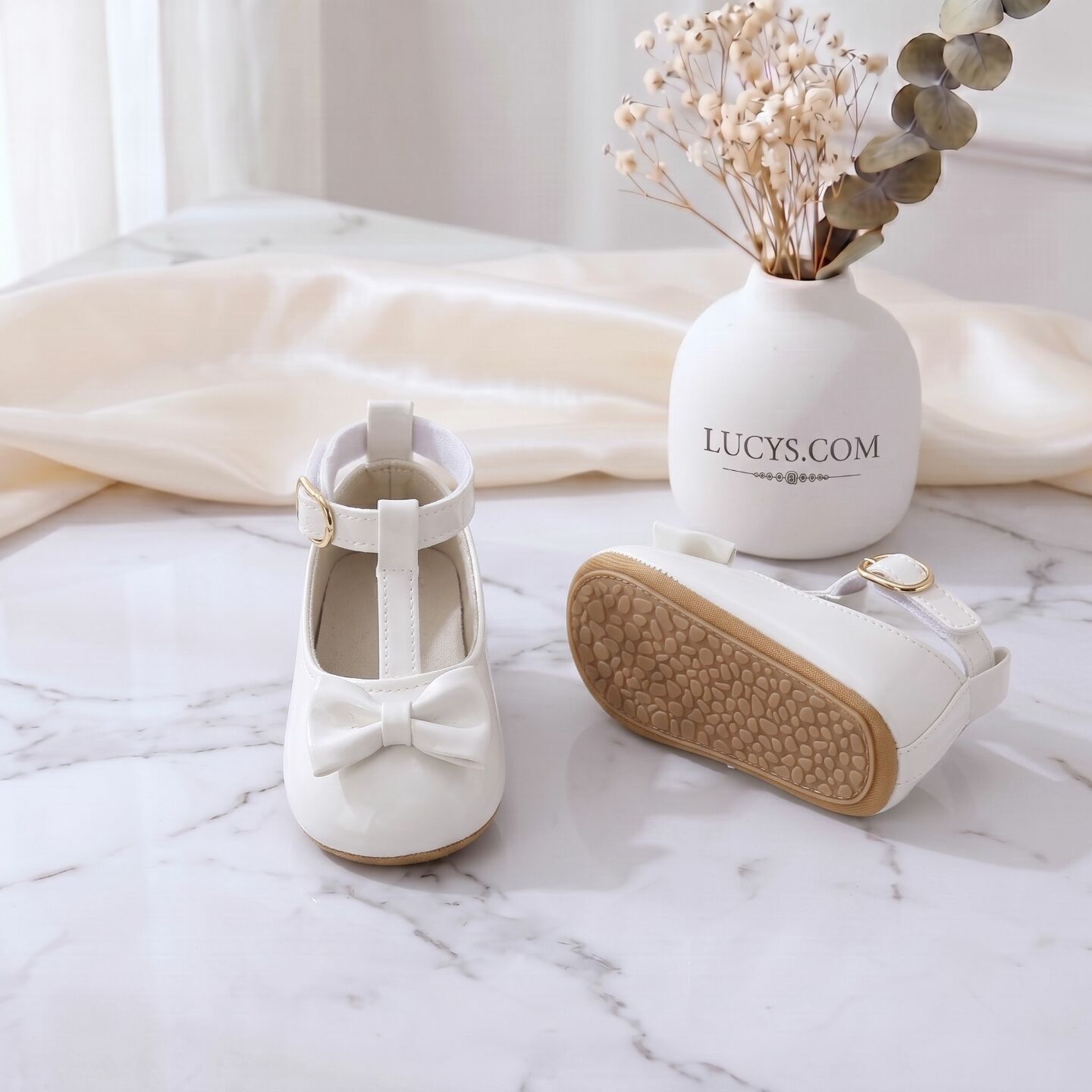 Baby Girls White Patent Bow T-Strap Mary Jane Shoes | Lucys