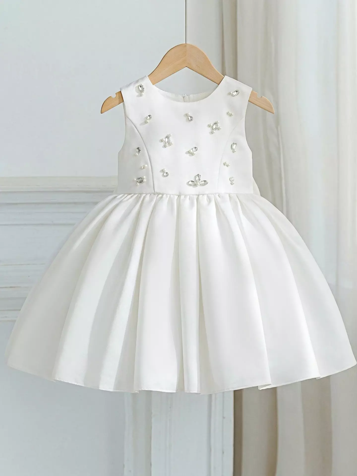 Bianca Dusty Pink Flower Girl Dress - Pearl Embellished Open-Back Party Dress for Girls