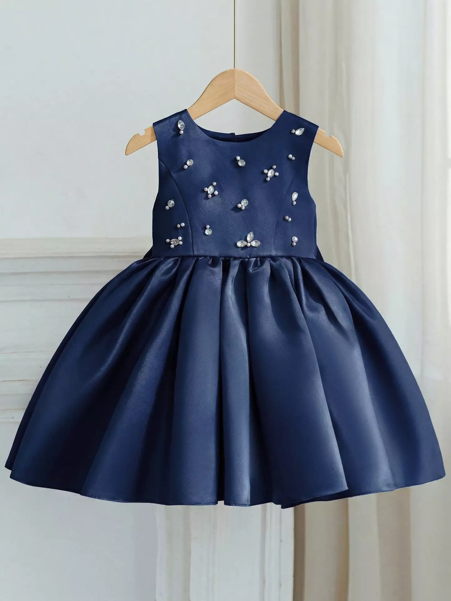 Bianca Dusty Pink Flower Girl Dress - Pearl Embellished Open-Back Party Dress for Girls