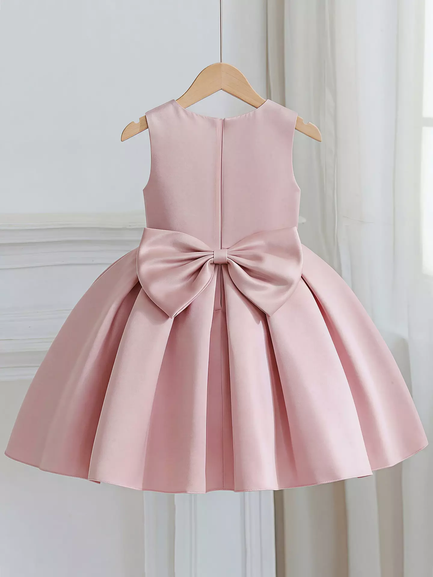 Paige Dusty Pink Satin Bow Dress - Girls Special Occasion Dress