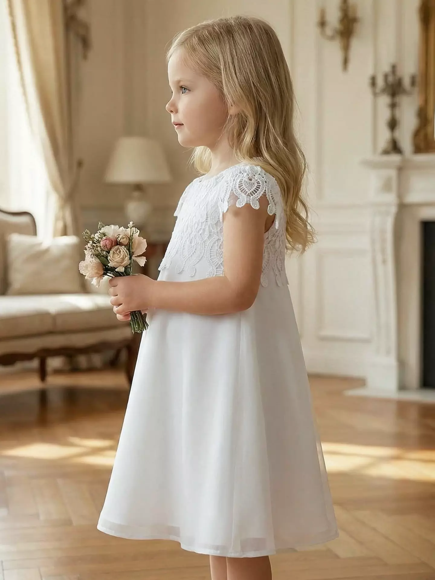 Taylor White Lace Flower Girl Dress - Girls Special Occasion Dress