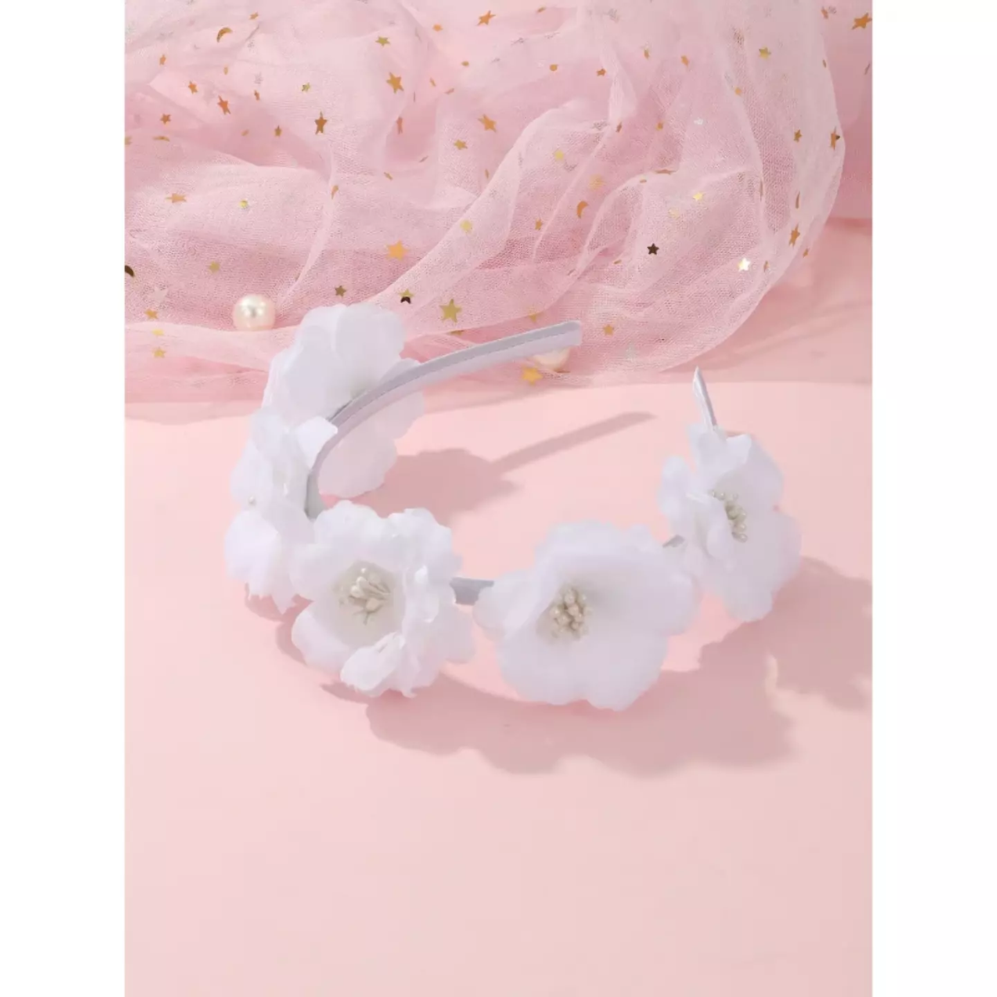 White Flower Crown Headband for Girls 8991