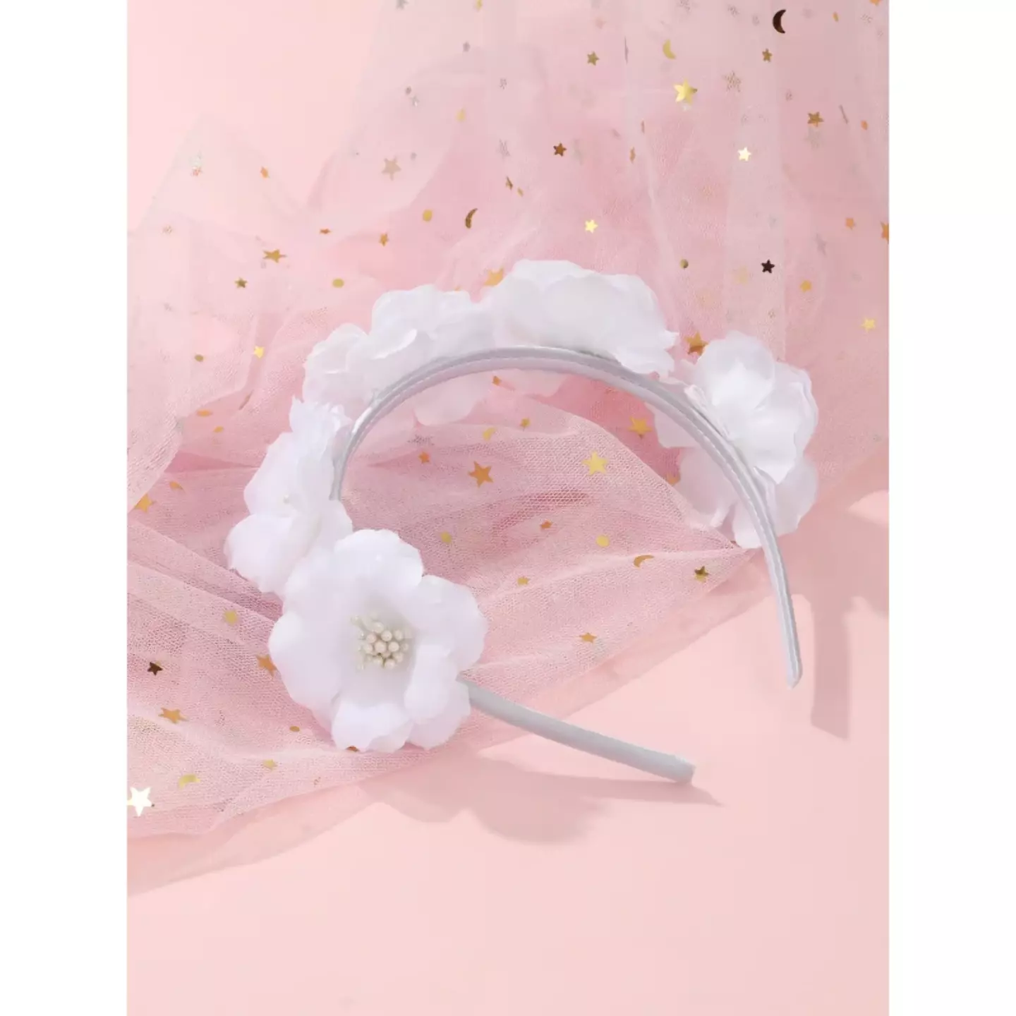 White Flower Crown Headband for Girls 8991