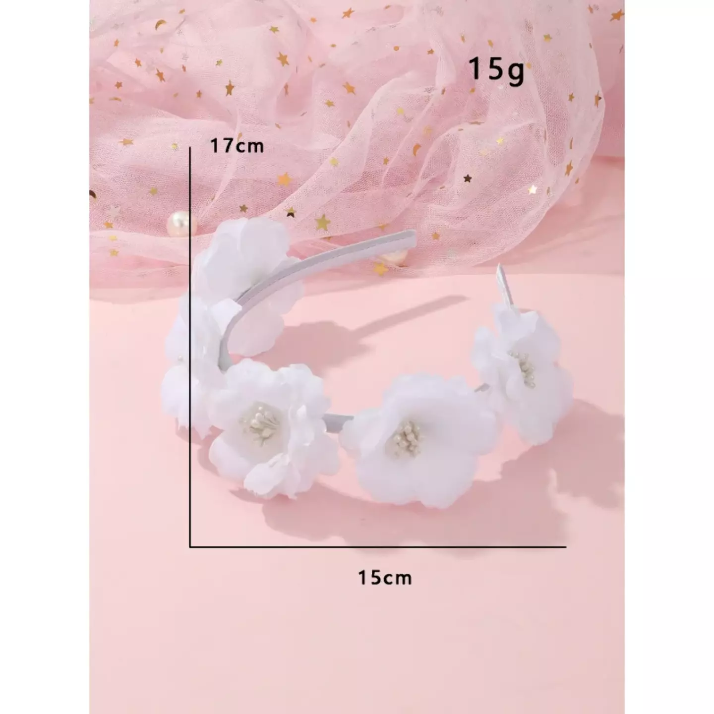 White Flower Crown Headband for Girls 8991