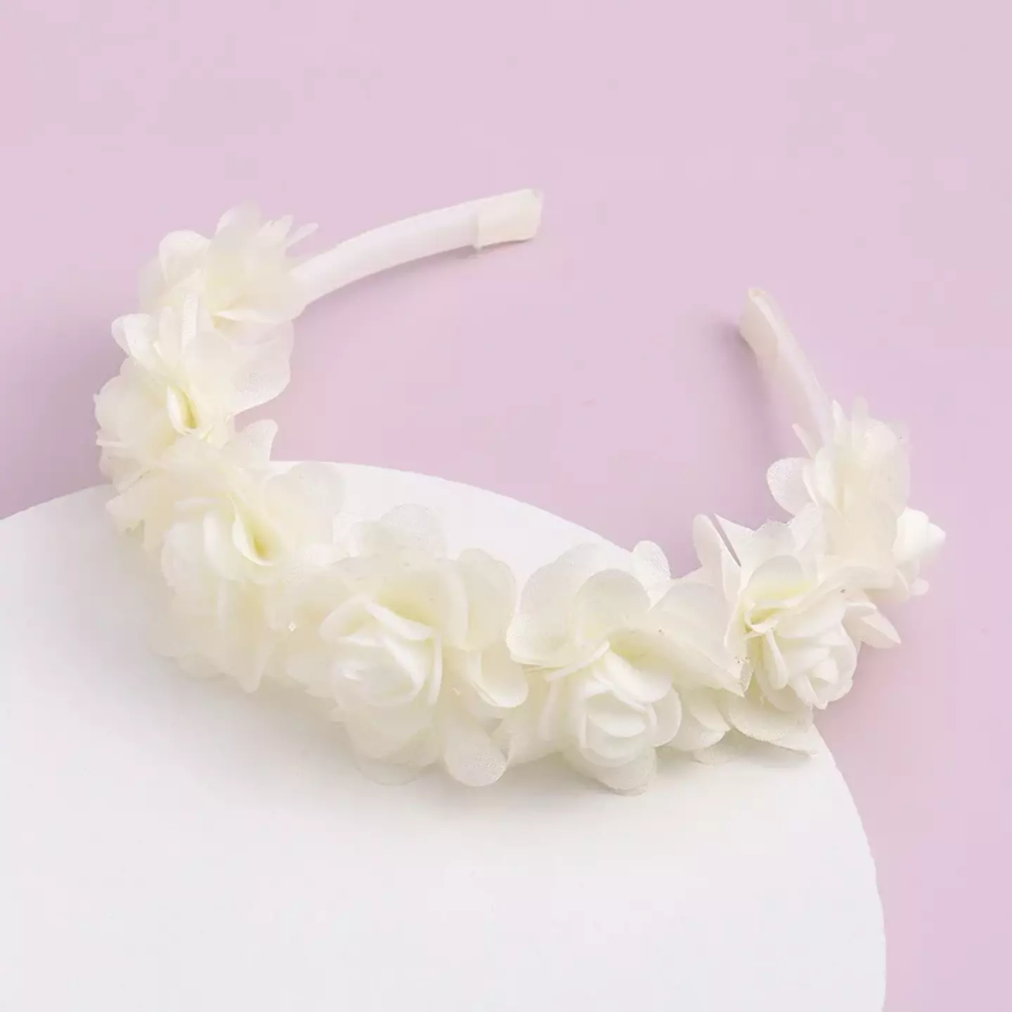 Off White 3D Flower Headband for Girls