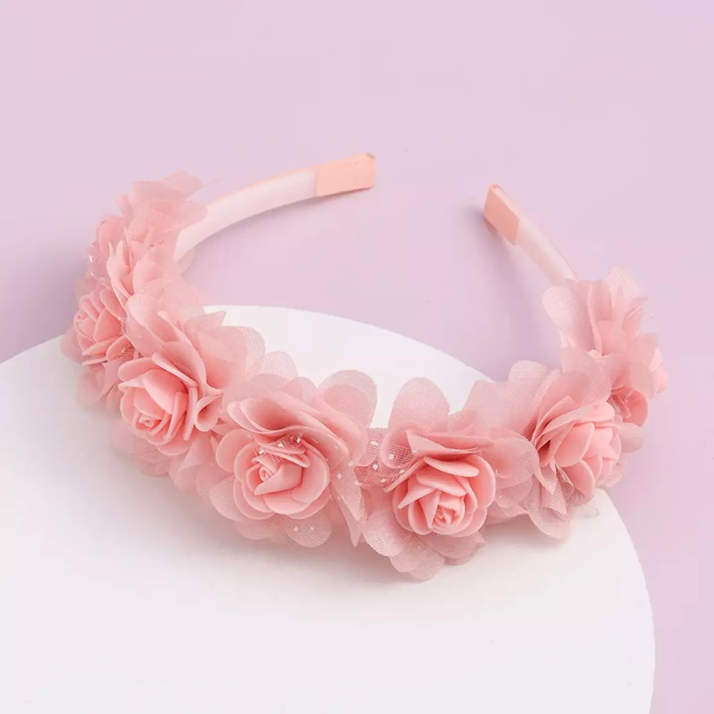 Peach Pink 3D Flower Headband for Girls