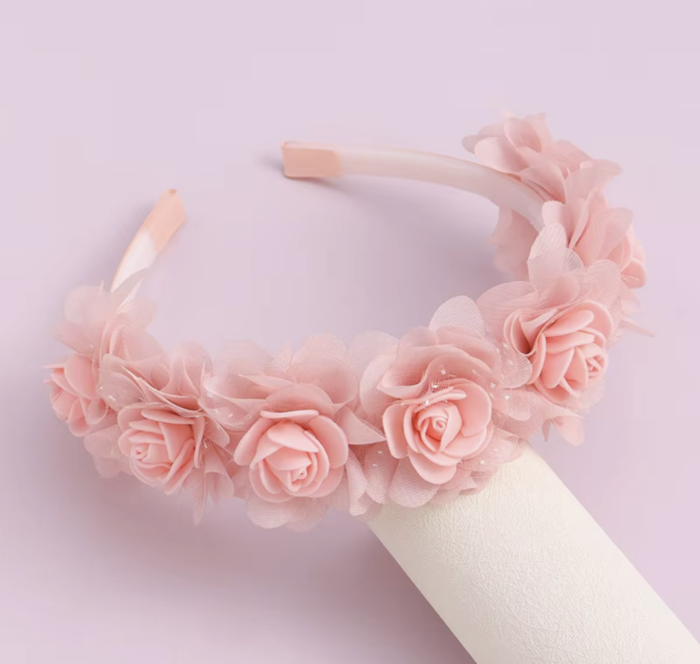 Peach Pink 3D Flower Headband for Girls