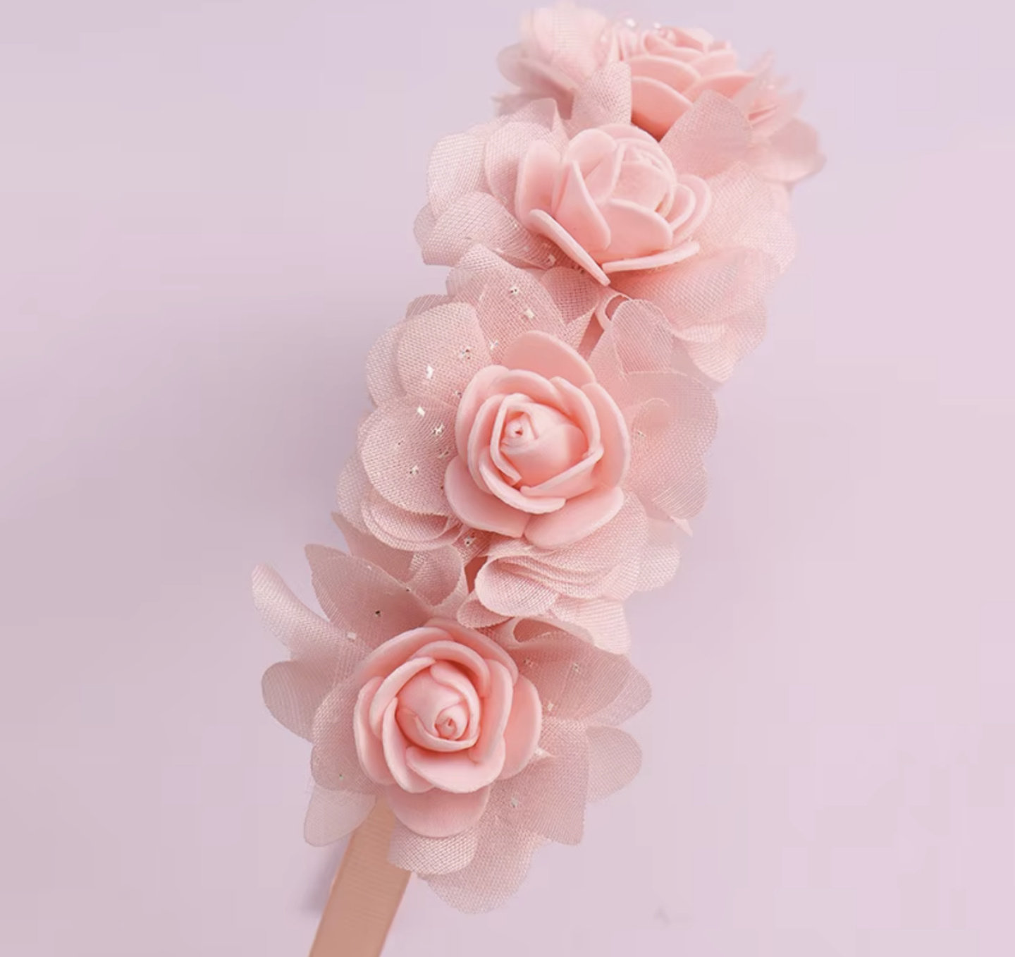 Peach Pink 3D Flower Headband for Girls